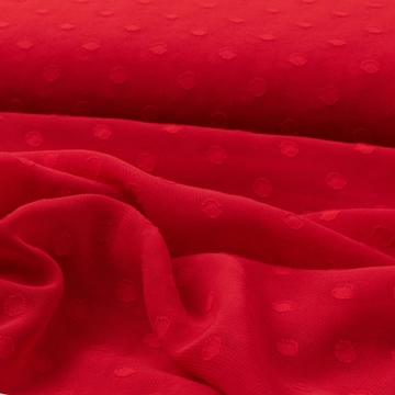 Muszlin jacquard – Pöttyös mintával, piros színben
