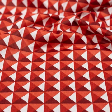 Pamutvászon – Apró háromszöges mintával, piros