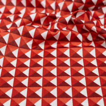 Pamutvászon – Apró háromszöges mintával, piros