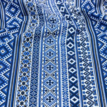 Pamutvászon – Azték stílusú minta, kék