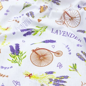 Pamutvászon – Levendulás és biciklis mintával