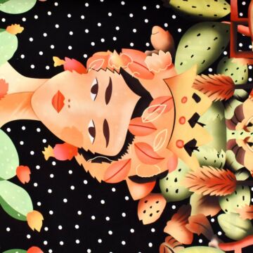 Selyem – Frida Kahlo és kaktusz mintával