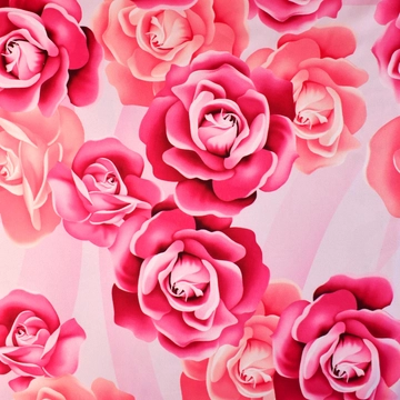 Armani szatén – Rózsaszín nagy virágos mintával, DigitalPrint