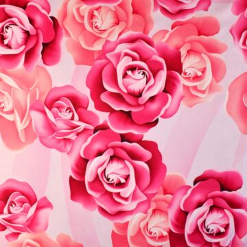 Armani szatén – Rózsaszín nagy virágos mintával, DigitalPrint