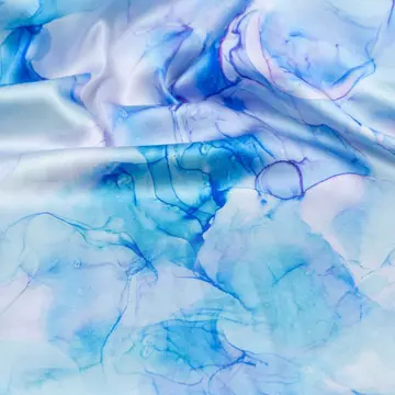 Armani szatén - Kék és lila márványos mintával, Digital Print