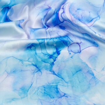 Armani szatén – Kék és lila márványos mintával, DigitalPrint