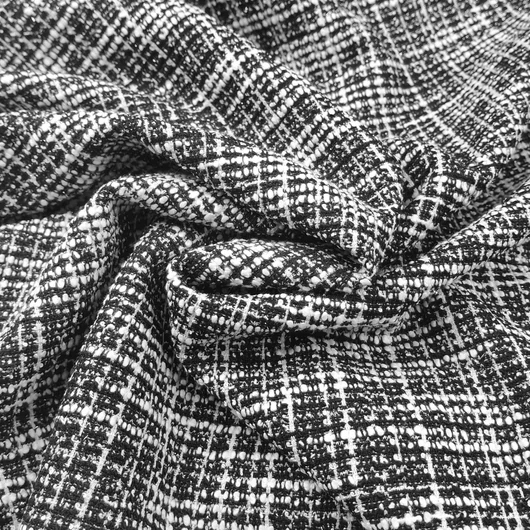 Jersey - Chanel szövet hatású, fekete-fehér színben, lurex szállal