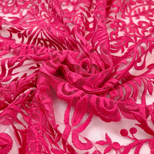 Hímzett tüll csipke csipke – Pink színben