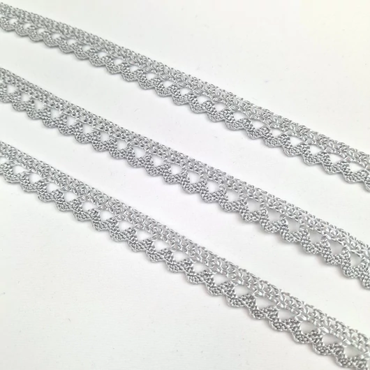 Csipke szalag – Szürke pamut csipke, 1cm