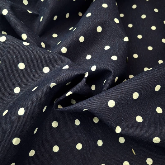 Dekorvászon – Sötétkék alapon pöttyös mintával, LONETA, extra széles