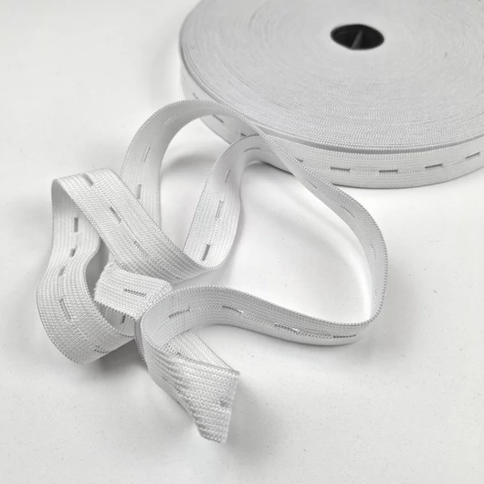 Gumiszalag – Gomblyukas gumi fehér színben, 20mm