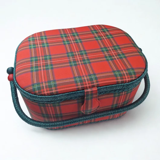 Varró doboz, nagy - Piros-zöld kockás mintával