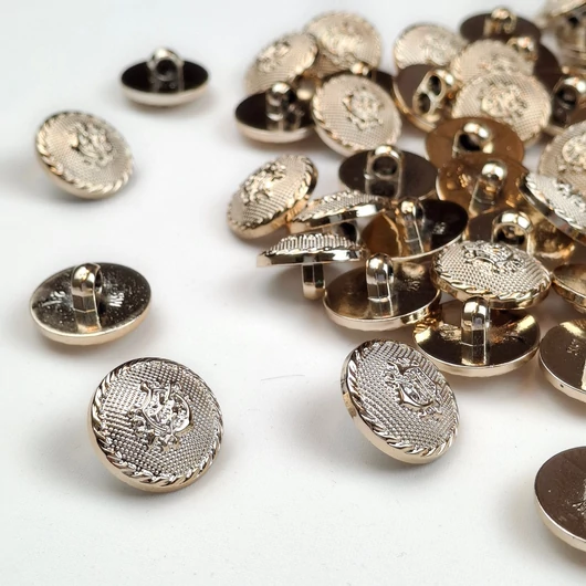 Műanyag gomb – Ékszergomb/címeres gomb óarany színben, 18mm