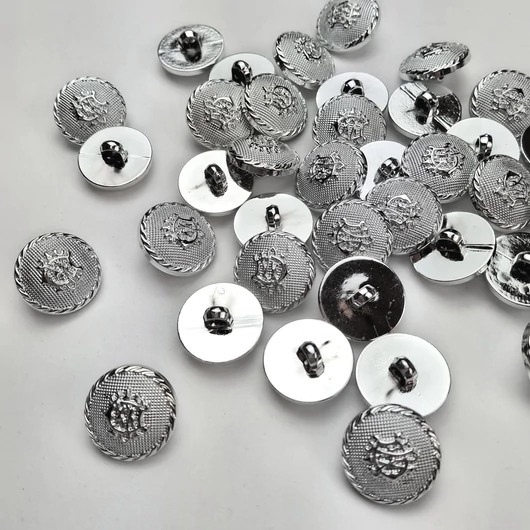 Műanyag gomb, SILVER  – Ékszergomb/címeres gomb ezüst színben, 34" (8105)