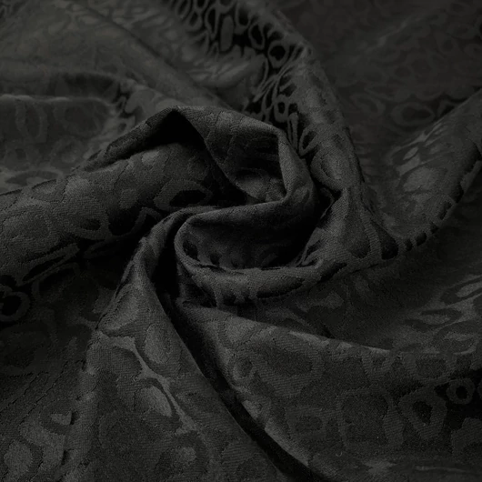 Jacquard, elasztikus – Fekete színben, párduc mintával