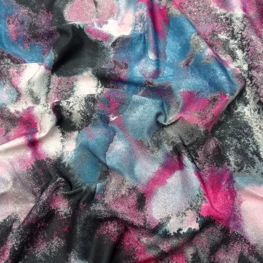 Jég jersey - Festékszóró hatású mintával, magenta-kék