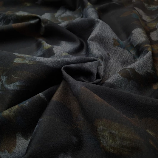 Ponti Róma - Keki színű elmosott virág mintával, elasztikus