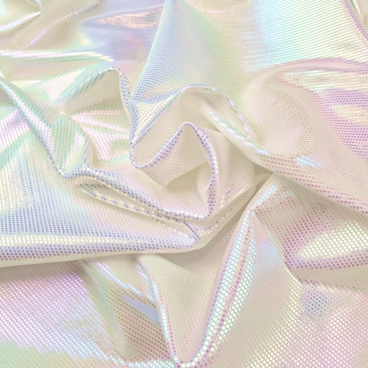 Jersey metál - Irizáló fehér színben, elasztikus