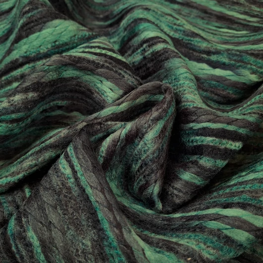 Kötött kelme - Fonott szálas mintával, zöld-fekete színben