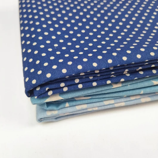 Patchwork pamutvászon csomag - Kék színben, 3 db