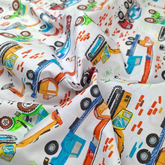 Pamutvászon - Markolós munkagép mintával (1668)