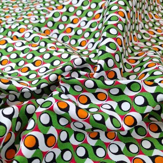 Pamut szatén, elasztikus - Pávaszem mintával