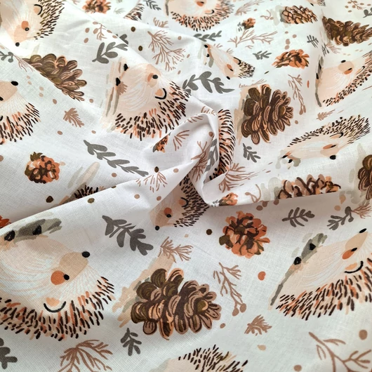 Pamutvászon - Süni és toboz mintával