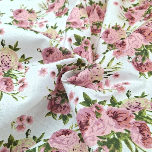 Pamutvászon - Rózsacsokor mintával