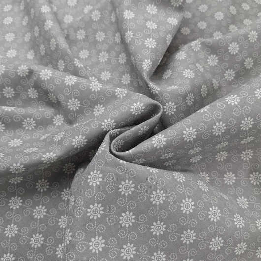 Pamutvászon – Apró napraforgó mintával, szürke