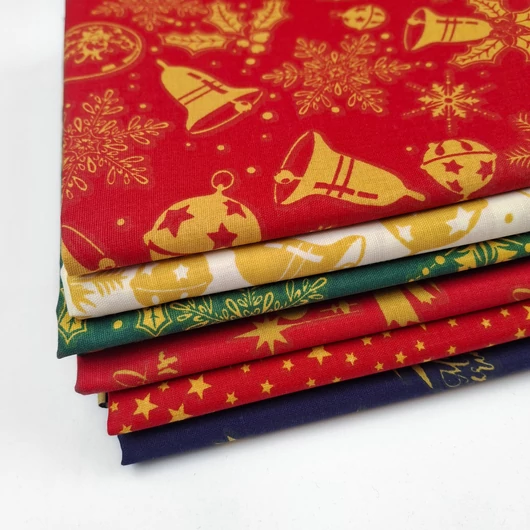 Patchwork pamutvászon csomag - Karácsonyi mintával, 6 db