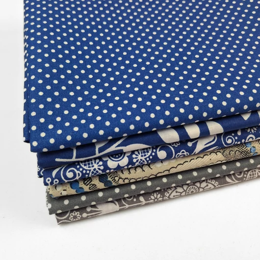 Patchwork pamutvászon csomag - Szürkéskék színben, 6 db