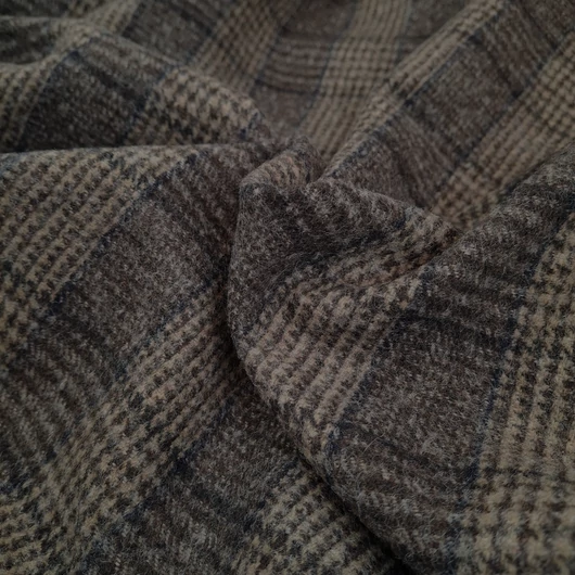 Tweed szövet - Sötétbarna-beige színben, gyapjú
