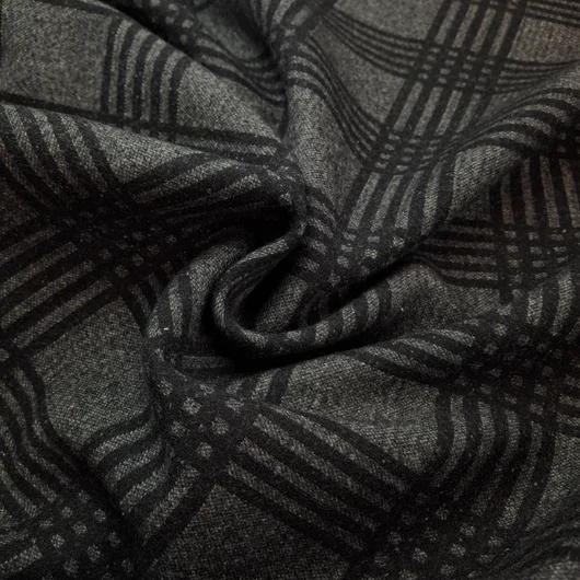 Gyapjú szövet - Fekete-szürke kockás mintával, kétoldalas