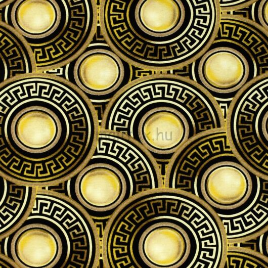 Bútorvászon – Fekete-sárga görög mintával, LONETA