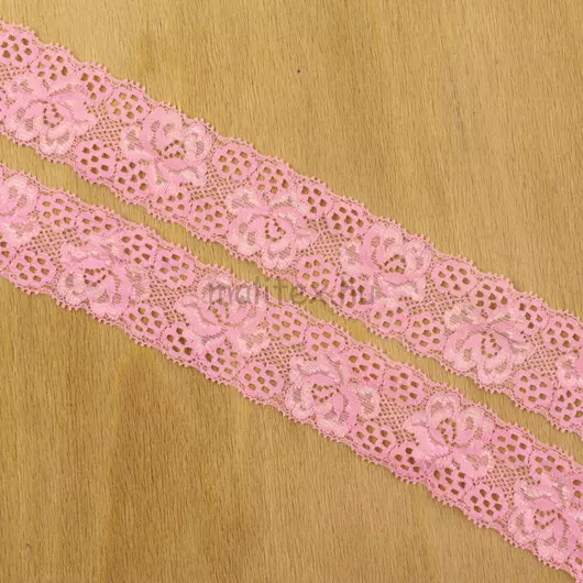 Csipke szalag – Rózsaszín színben, elasztikus, 3cm