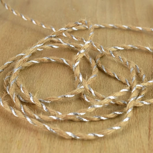 Juta zsinór– Nyers színben, lurex szállal, 4mm