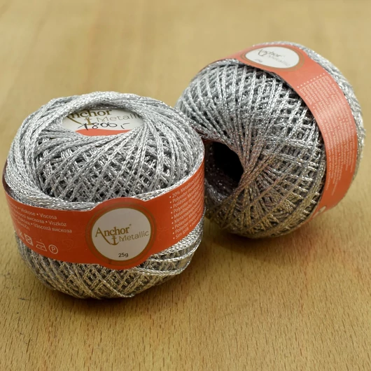 Horgolófonal – Ezüst színben, Anchor Artiste Metallic