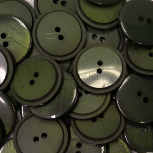 Műanyag gomb – Kabátgomb, koptatott zöld, kétlyukú, 23mm