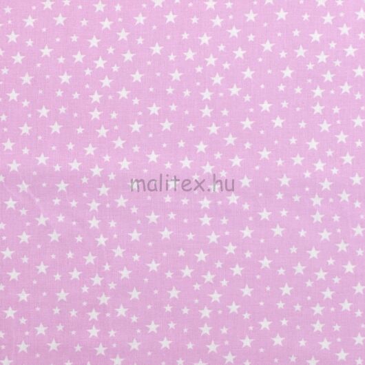 Pamutvászon – Rózsaszín alapon fehér csillag mintával