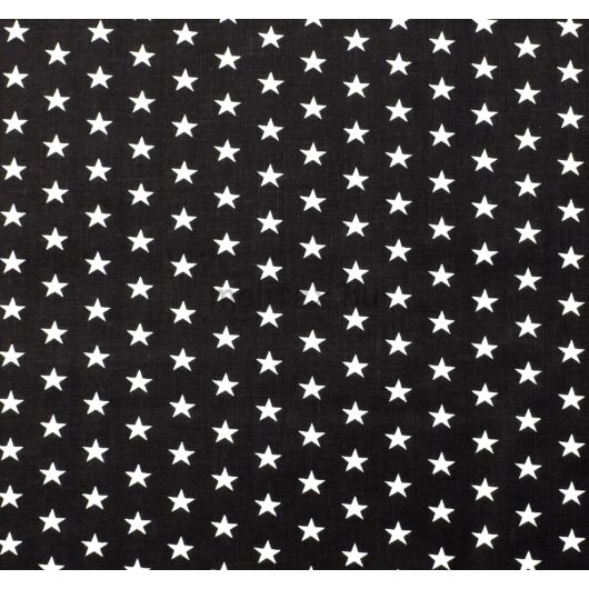 Pamutvászon – Fekete alapon egyforma fehér csillag mintával