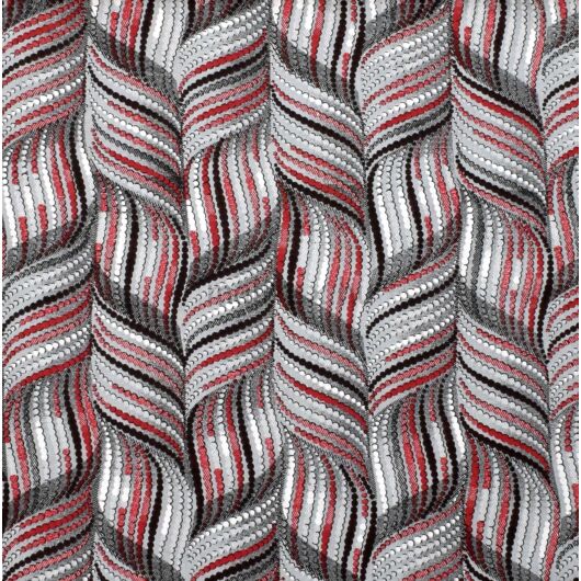 Pamutvászon – Nagyméretű spirális mintával, szürke-piros