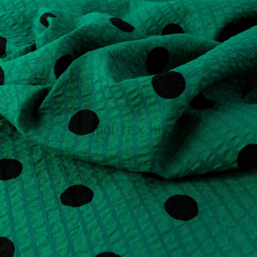 Krepp – Zöld alapon fekete pöttyös mintával