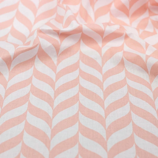 Pamutvászon – Fehér-rózsaszín fonott mintával