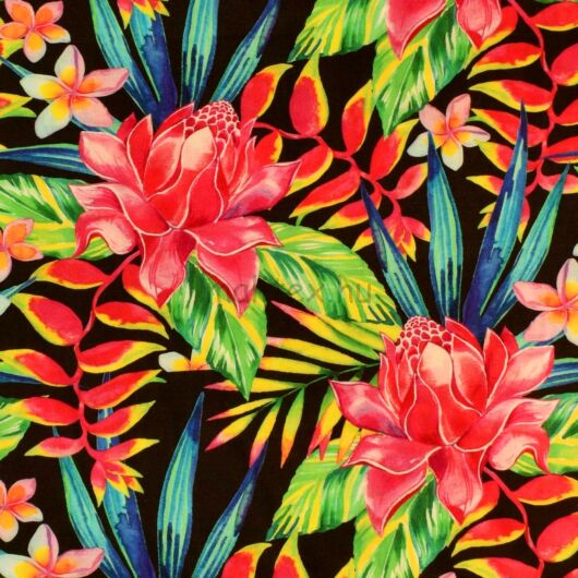 Viszkóz selyem – Pink színű nagy virágos mintával, DigitalPrint (9)