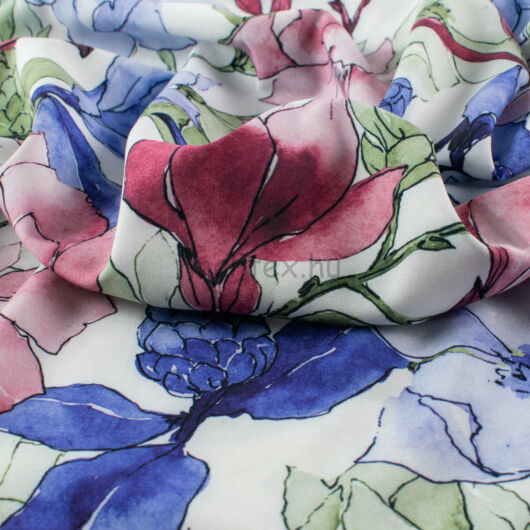 Selyem – Super soft mályva és kék nagy virágos mintával