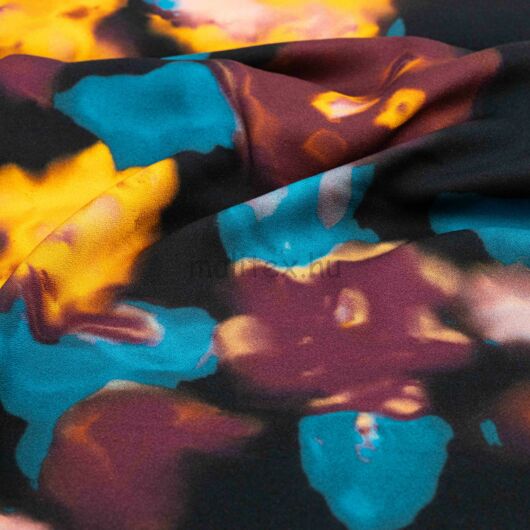 Viszkóz selyem – Foltozott színes virág  mintával