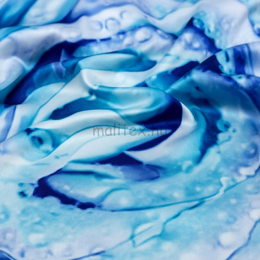 Armani szatén – Kék nagy rózsa mintával, DigitalPrint