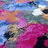 Kép 2/3 - Flokon - Olajfestmény stílusú virág mintával, magenta-kék