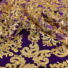 Kép 1/3 - Bordűrös csipke – Hímzet arany mintával, lila alapon, flitterrel díszítve, "Dila"