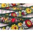 Kép 3/3 - Hímzett szalag – Matyó mintával, sárga-piros virágokkal, sötétzöld alapon, 3,8cm
